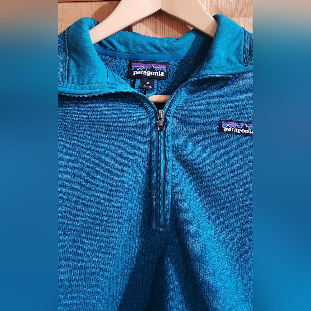 18. Patagonia Better Sweater 1/4 Zip Pullover in Elwha Blue Teal M - Retail $129 - Picture 3 of 9